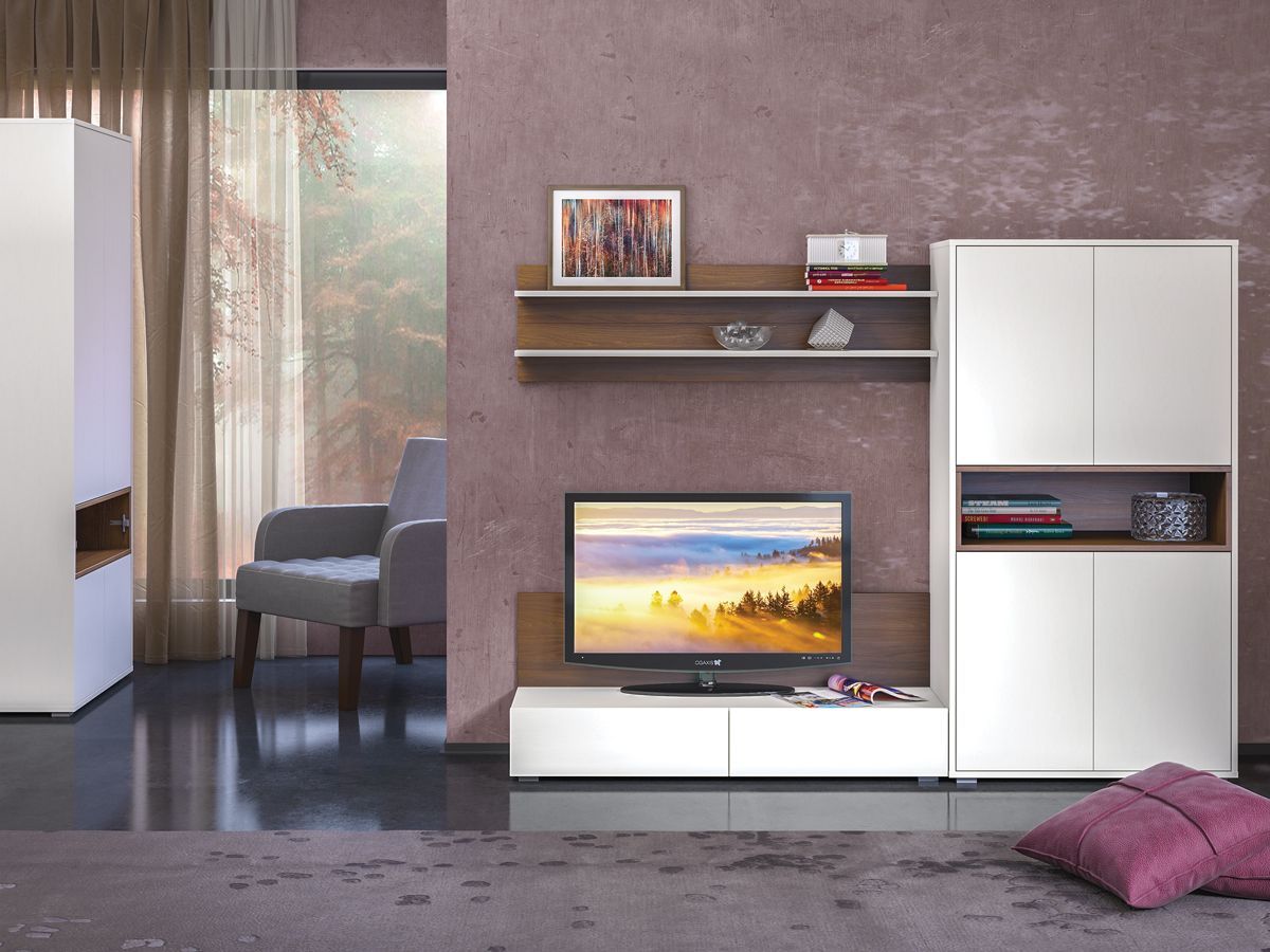 ИСНЯТО Гринвич 08.116 Полка навесная, цвет орех селект каминный/белый премиум, ШхГхВ 120х18,6х17 см. | фото 2