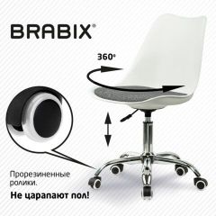 Кресло стул BRABIX "Eames MG-310 CH", хром, пластик белый, ткань серая, 532924 | фото 7