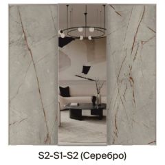 Шкаф-купе 1950 серии SILVER S5+S1+S5 B22+PL2 (по 2 ящика лев/прав+1 штанга+1 полка) профиль «Серебро» | фото 6