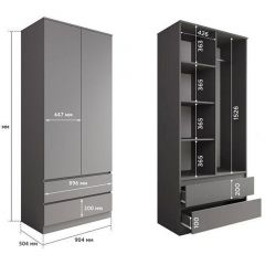 МОРИ МШ 900.2 Шкаф с 2-мя дв. и 2-мя ящ. ВЫСОКИЙ (Графит) | фото 2