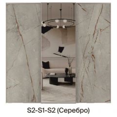 Шкаф-купе 1950 серии SILVER S4+S1+S4 B22+PL4 (по 2 ящика лев/прав+F обр.штанга) профиль «Серебро» | фото 7