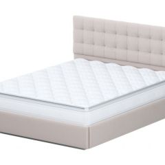 Кровать двойная №2 (универсальная 1.6х2.0) Серия 2 + основание (Белый/Бежевый ткань/Квадро Бежевый ткань) | фото 4