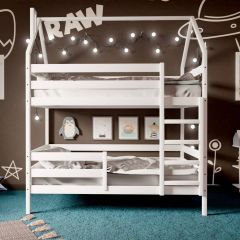 Кровать-домик двухъярусная 80*160 Белый | фото 2