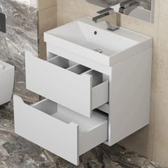 Тумба под раковину Uperwood Tanos 50 см, подвесная, белая матовая | фото 3