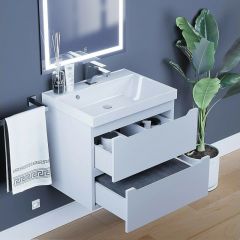 Тумба под раковину Uperwood Tanos 60 см, подвесная, белая матовая | фото 2