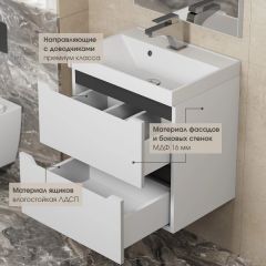 Тумба под раковину Uperwood Tanos 80 см, подвесная, белая/графит | фото 4