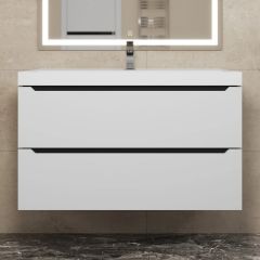 Тумба под раковину Uperwood Tanos 90 см, подвесная, белая/графит | фото 8