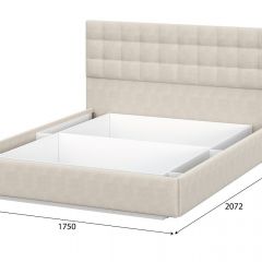 Кровать двойная №2 (универсальная 1.6х2.0) Серия 2 + основание с ПМ (Белый/Бежевый ткань/Квадро Бежевый ткань) | фото 4