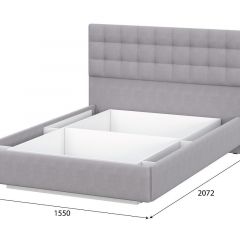 Кровать двойная №2 (универсальная 1.4х2.0) Серия 2 + основание с ПМ (Белый/Серый ткань/Квадро Серый ткань) | фото 4