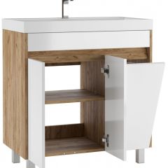 Тумба под умывальник "UNIT 80" Karlo без ящика и корзиной для белья Дуб Вотан Домино (DK5304T) | фото 3